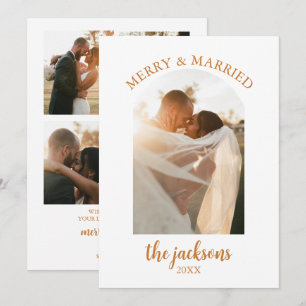 Convite Boho Nosso Primeiro Natal Foto de Recém-Casados Fe