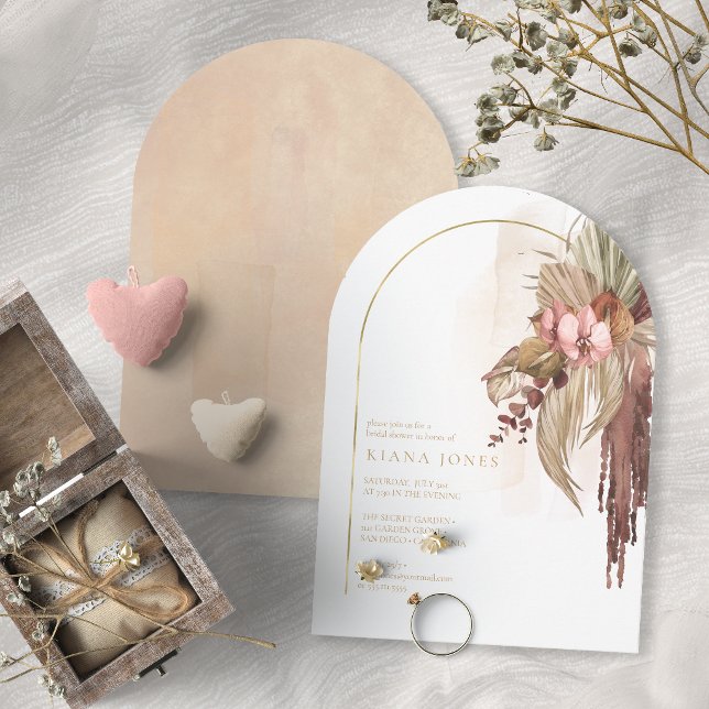 Convite Boho Oasis Casamento Floral Chá de Noiva Arco ID95 (Criador carregado)
