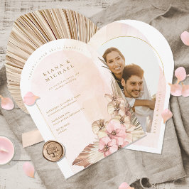 Convite Boho Oasis Wedding Photo Template Arch ID959