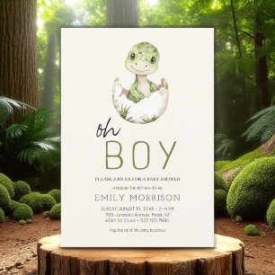 Convite Boho Oh Boy Dinosaur Baby Boy Chá