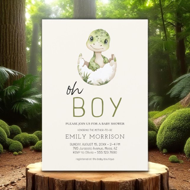 Convite Boho Oh Boy Dinosaur Baby Boy Chá (Criador carregado)