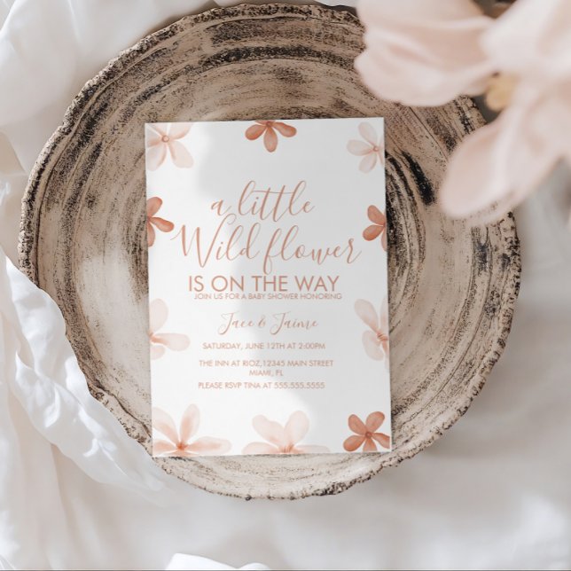 Convite Boho One Wild Flowers Baby Shower  Invitation (Criador carregado)