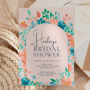 Convite Boho outono chá de panela floral de aquarelas