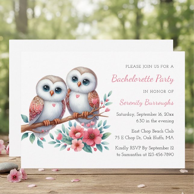 Convite Boho Owl Couple Rustic Bachelorette Party (Criador carregado)
