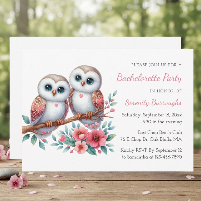 Convite Boho Owl Woodland Rustic Bachelorette Party (Criador carregado)