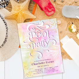 Convite Boho palm, diversão, piscina de festa, rodopia Swe