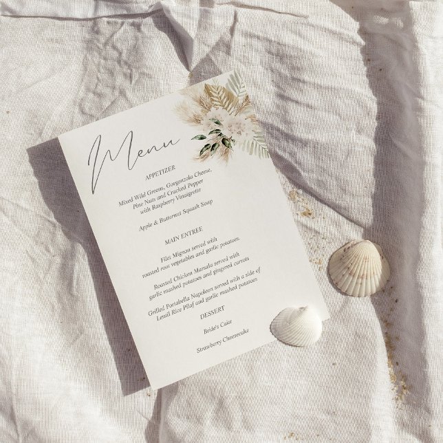 Convite Boho Palm Leaf Floral Menu (Criador carregado)