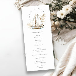 Convite Boho Palm Sailboat Seascape WedProgram