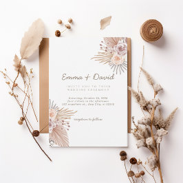 Convite Boho Pampas and Blush Rose Wedding Invitation