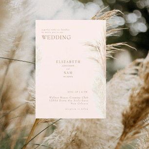 Convite Boho Pampas Bege Juntos com Casamento
