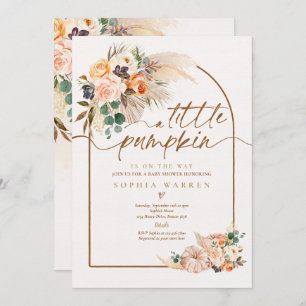 Convite Boho Pampas Chá de fraldas Terracotta