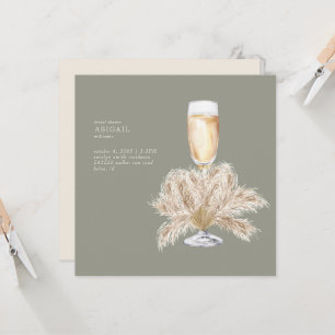 Convite Boho Pampas Champagne Salvia/Cream Quadrado Noivad