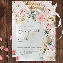 Boho Pampas e Rosas Rosa Casamento Verde