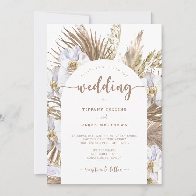Convite Boho Pampas Grass Arch Invitation (Frente)