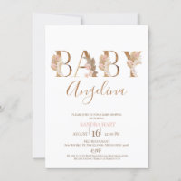 Boho Pampas Grass Baby's Name Chá de fraldas