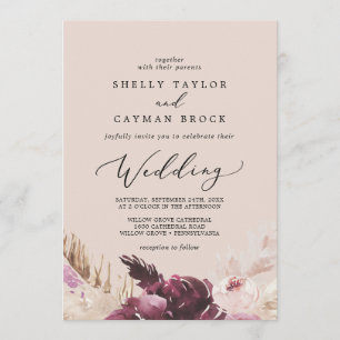 Convite Boho Pampas Grass Casamento De Pessegueiros
