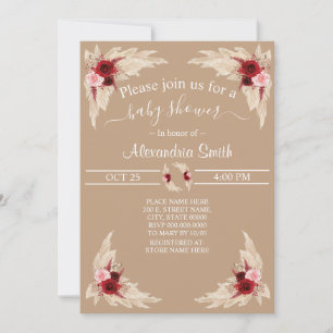 Convite Boho Pampas Grass   CHÁ DE FRALDAS