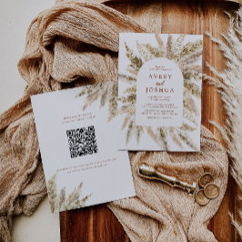 Convite Boho Pampas Grass Código Qr Tudo Em Um Casamento