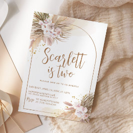 Convite Boho Pampas Grass Desert Birthday Beige