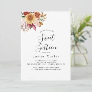 Convite Boho Pampas Grass Doce Dezesseis Aniversário