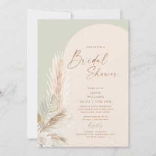 Convite Boho Pampas Grass Dourado Geométrico Sage Bridal