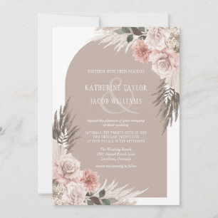 Convite Boho Pampas Grass Earth Tones Casamento Floral