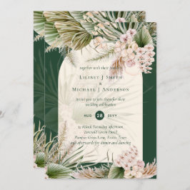 Convite BoHO Pampas Grass Emerald Green Casamento