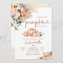 Boho Pampas Grass Fall Floral Pumpkin Chá de frald