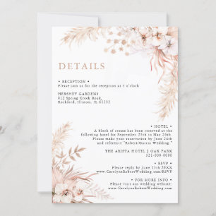 Convite Boho Pampas Grass Floral Detalhes do Casamento Con