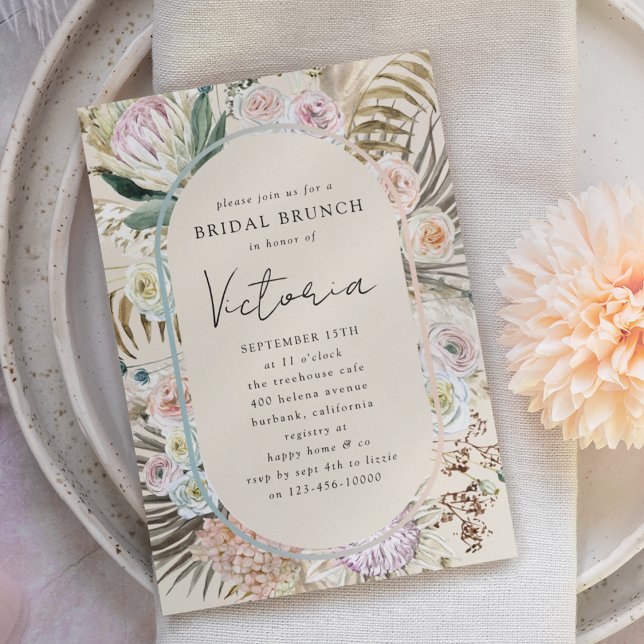 Convite Boho Pampas Grass Florals Bridal Brunch (Criador carregado)