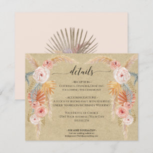 Convite Boho Pampas Grass Foliage Kraft Detalhes do Casame