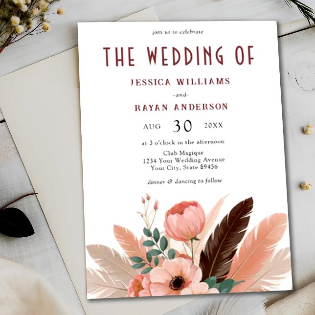 Convite Boho Pampas Grass Foto Foto: Casamento (Criador carregado)