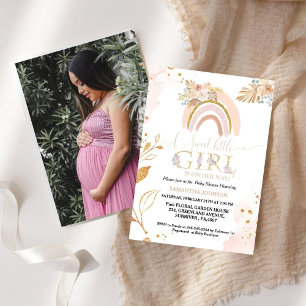 Convite Boho Pampas Grass Rainbow Baby Chá de fraldas