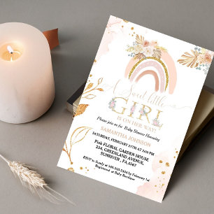 Convite Boho Pampas Grass Rainbow Desert Girl Chá de frald