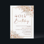Convite Boho Pampas Grass Rosas Frame Dourado Aniversário<br><div class="desc">Boho Pampas Grass,  Rosas Dourados Frame Birthday Convite Bohemian,  inspirou um convite de aniversário com dois arranjos coloridos e florais com grama pampas e uma imagem caligráfica moderna como título. Ideal para quem procura um convite de aniversário inspirado na boêmia.</div>