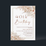 Convite Boho Pampas Grass Rosas Frame Dourado Aniversário<br><div class="desc">Boho Pampas Grass,  Rosas Dourados Frame Birthday Convite Bohemian,  inspirou um convite de aniversário com dois arranjos coloridos e florais com grama pampas e uma imagem caligráfica moderna como título. Ideal para quem procura um convite de aniversário inspirado na boêmia.</div>