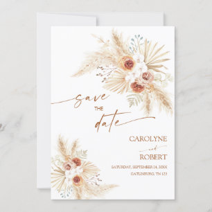 Convite Boho Pampas Grass Terracotta Save The Date