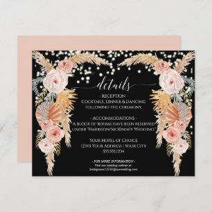 Convite Boho Pampas Grass Twinkle Detalhes do Casamento