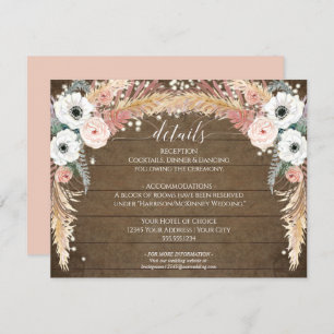 Convite Boho Pampas Grass Twinkle Detalhes do Casamento