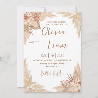 Convite Boho Pampas Grass Wedding