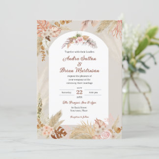 Convite Boho Pampas Grass Wedding