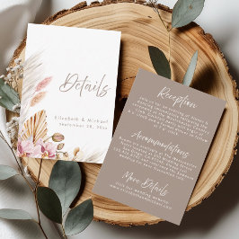 Convite Boho Pampas Grass Wedding Details Card