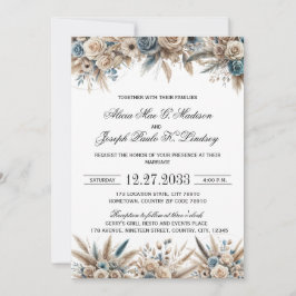 Convite Boho Pampas Grass Wedding Invitation