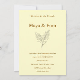 Convite Boho Pampas Grass Wedding Invitation Minimalist