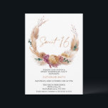Convite Boho Pampas Grass Wreath Sweet 16 Aniversário<br><div class="desc">Boho Pampas Grass Wreath Sweet 16 Birthday Invitation Bohemian inspirou um doce convite de 16 anos com um arranjo floral seco e úmido com grama pampas e uma imagem caligráfica moderna como um título em uma textura falsa de ouro rosa. Ideal para quem procura um doce convite de 16 anos...</div>
