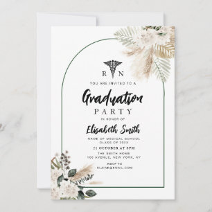 Convite boho pampas greenery festa de formatura