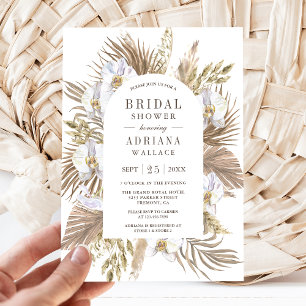 Convite Boho Pampas Orquídea Branca Palma Seca Chuveiro de