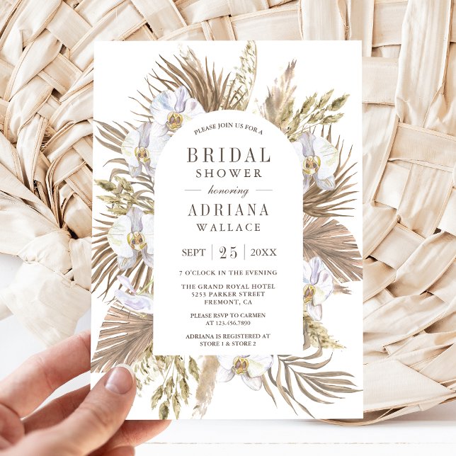 Convite Boho Pampas Orquídea Branca Palma Seca Chuveiro de (Criador carregado)