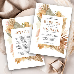 Convite Boho Pampas Palme Seca Tudo em Um Casamento
