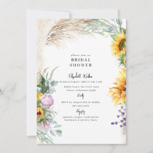 Convite Boho Pampas Sunflower BridalShower